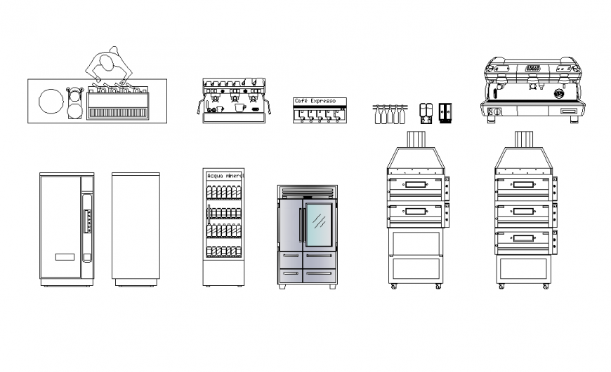 Furniture for bar detail elevation CAD blocks 2d view layout dwg file