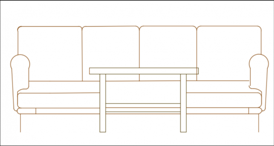 Home Furniture Sofa and Coffee Table Elevation DWG File