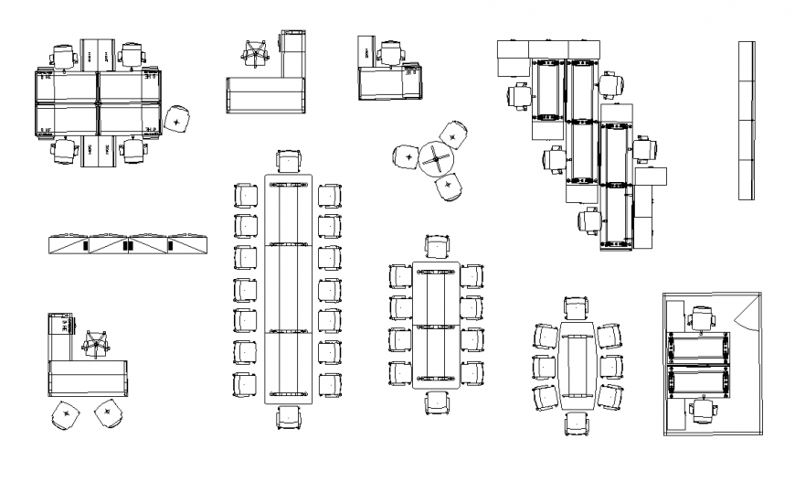 Furniture knoll for offices detail elevation layout 2d view CAD blocks dwg file
