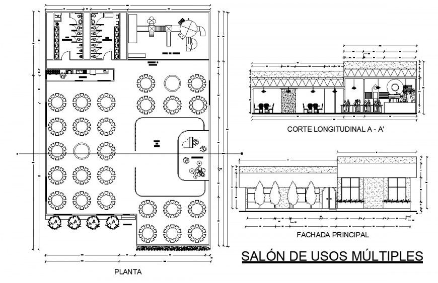 Furniture layout and working drawing of restaurant in dwg file.