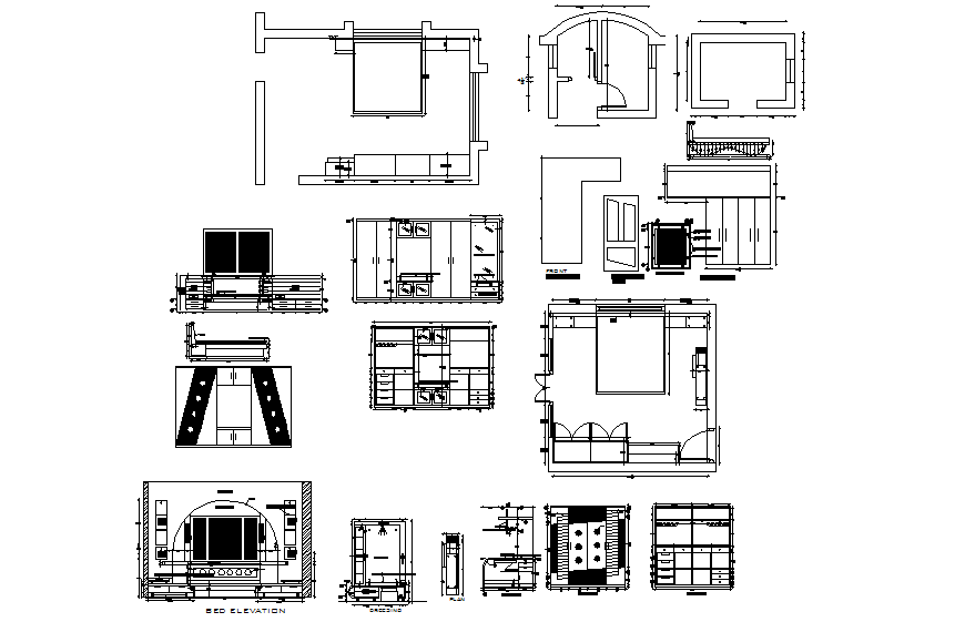 Furniture layout plan details of one family house dwg file