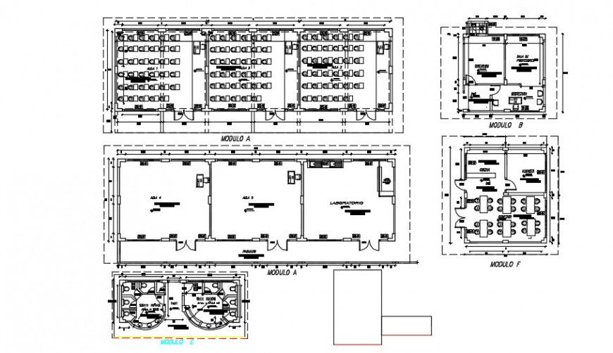 Furniture layout plan of a auditorium and classroom detail dwg file