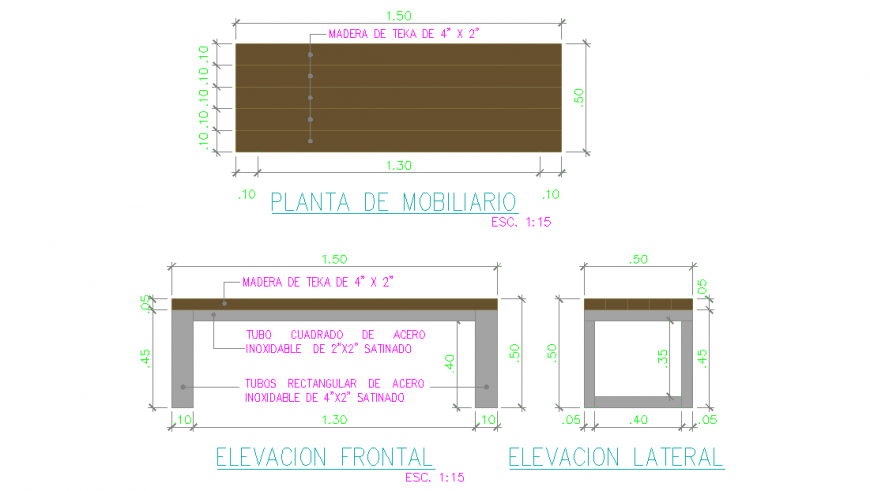Furniture Plan Elevation and Section CAD Design DWG file