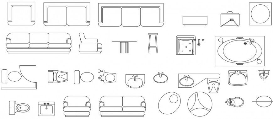 Furniture top view detail. and bathroom cad block