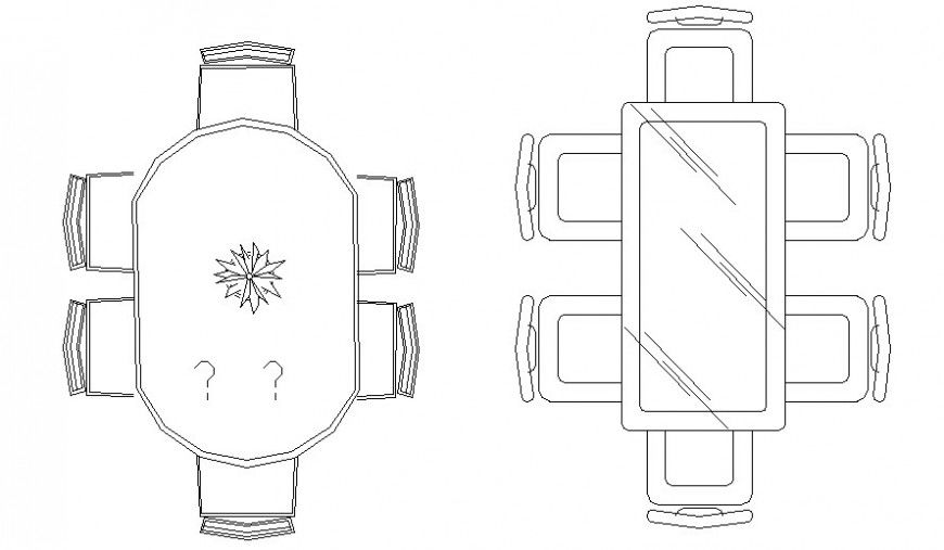 Furniture units 2d drawing of Dining table and chair layout autocad file