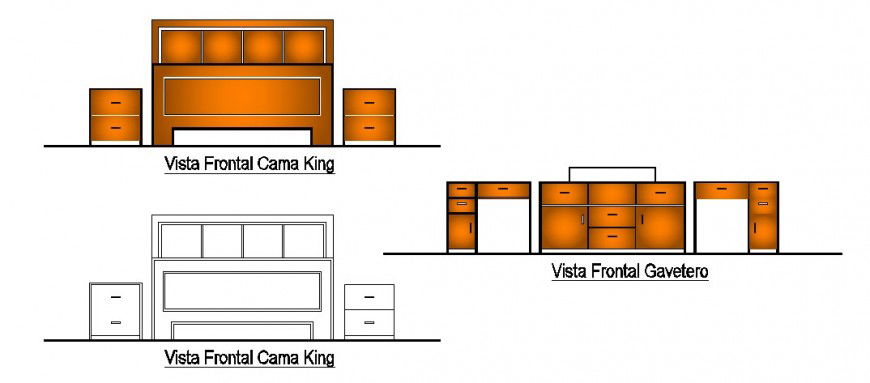 Furniture units block detail elevation 2d drawing in autocad