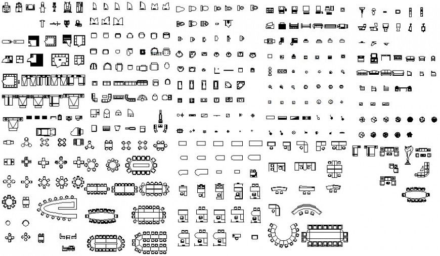 Furniture units blocks details elevation drawing in autocad