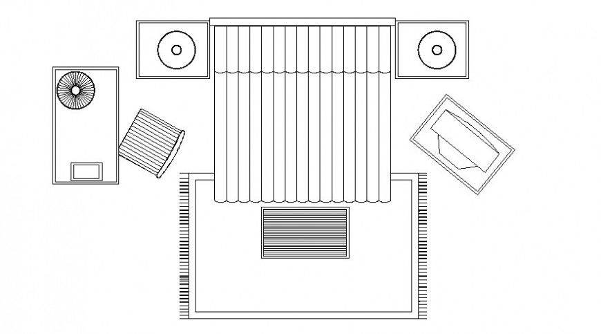 Furniture units of double bed block autocad software file