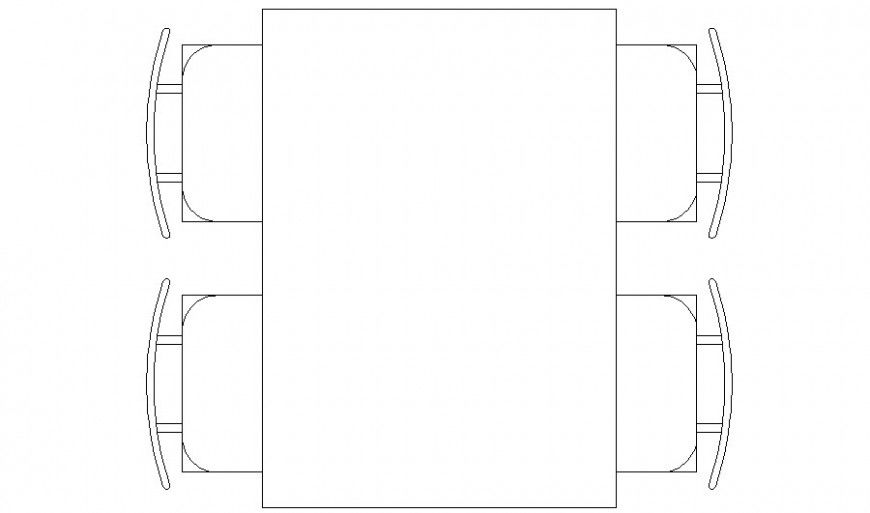 Furniture Layout of Table with Four Seater Chair in CAD file