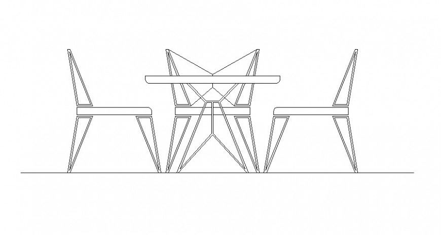 Furniture Units Table and Three Chairs AutoCAD Drawing