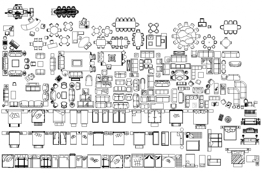 Furnitures plan detail dwg file.