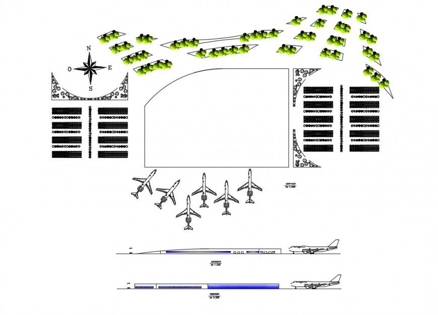 Furudga airport landscaping and distribution plan details dwg file
