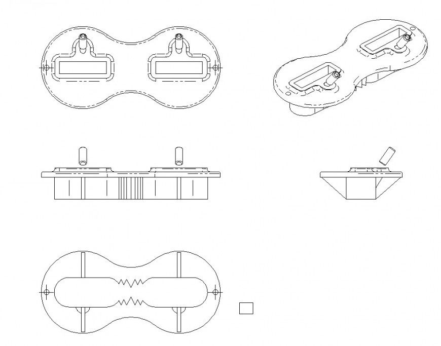 Fusion motor detail 2d model layout CAD structure dwg file