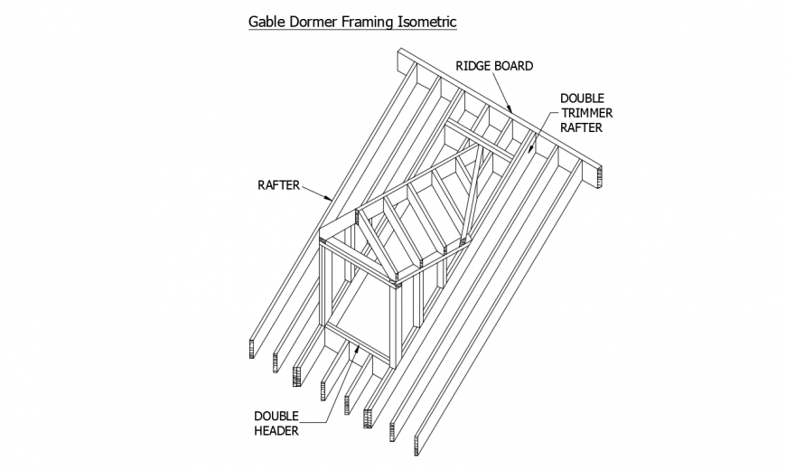 Gable Dormer Framing for wooden roof cad structure details dwg file
