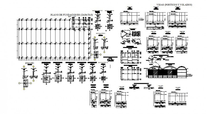 Galpon factory of cookies and offices detail drawing in AutoCAD file.