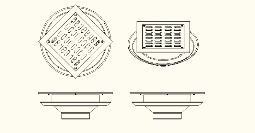 Galvanized anti trap detail elevation and plan layout file,