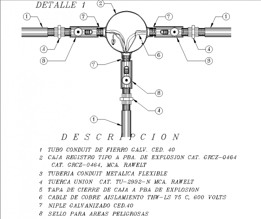 Galvanized valve section drawing in dwg file.