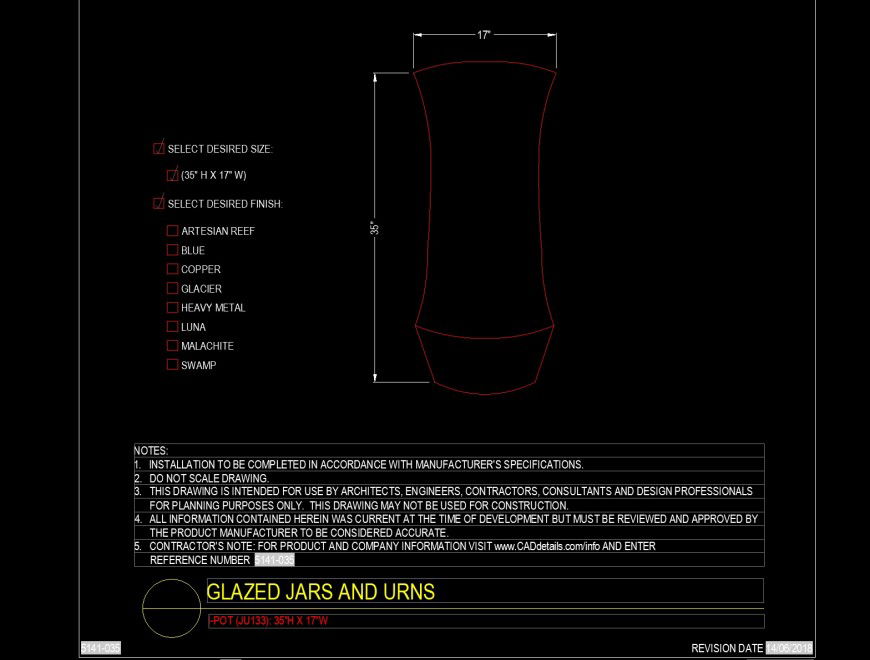Galzed jars and urns in dwg file.