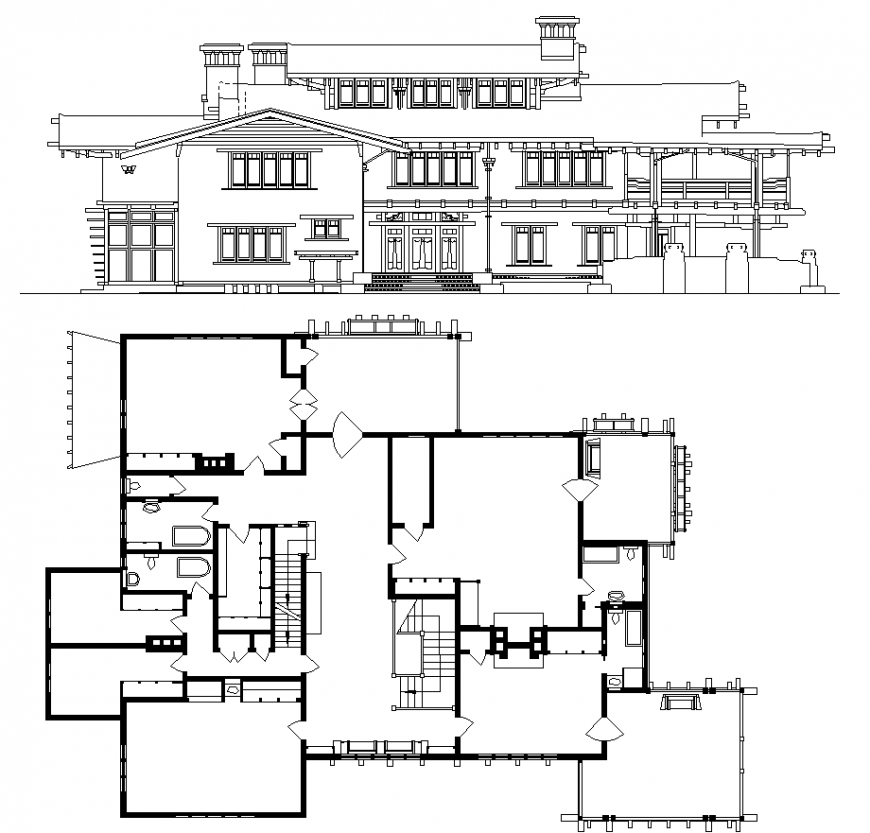 Gambel house detail drawing in dwg file.