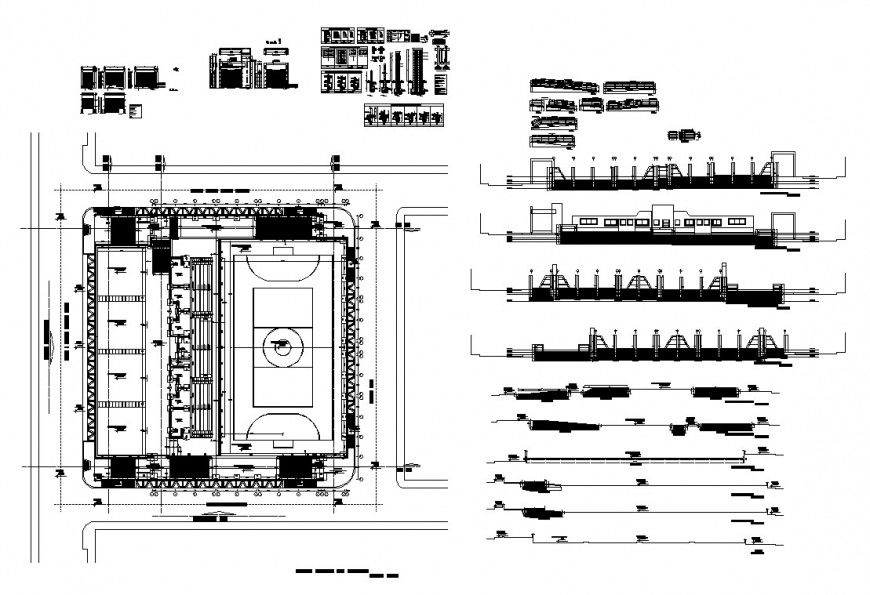 Game ground stadium detail plan 2d view CAD structural block autocad file