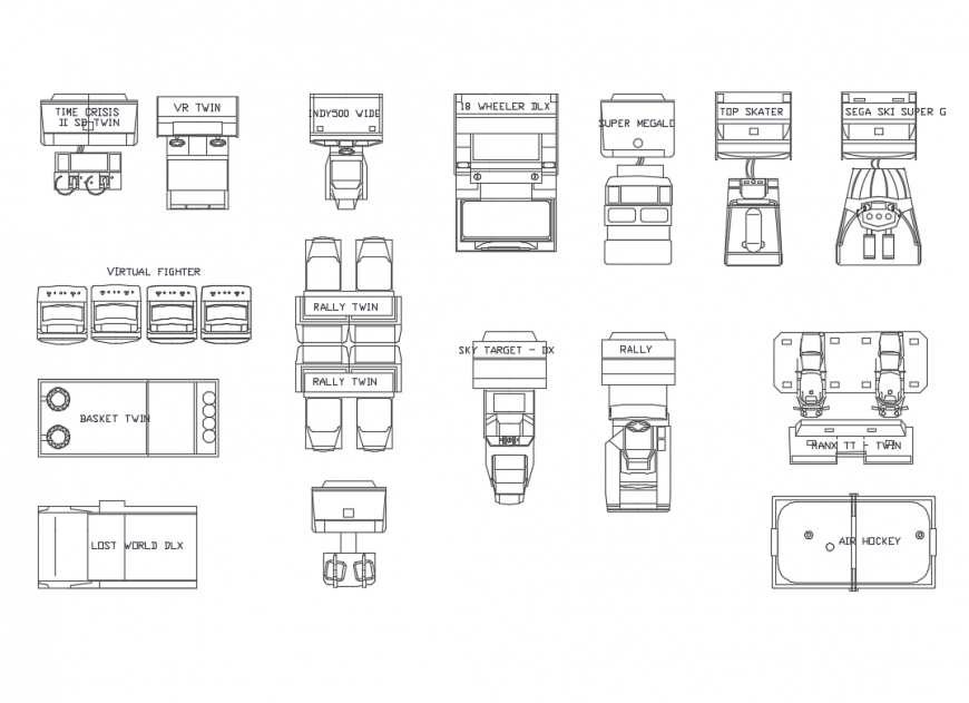 Game Room DWG Drawing File with Furniture Blocks and Equipment