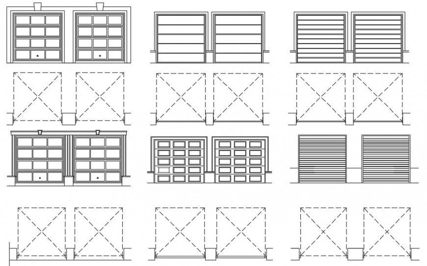 Garage door details 2d view CAD elevation dwg file