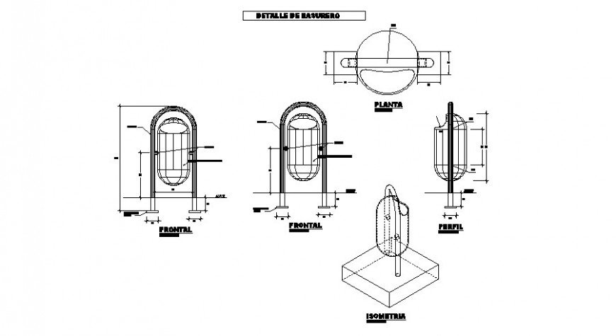 Garbage basket drawing in dwg file.