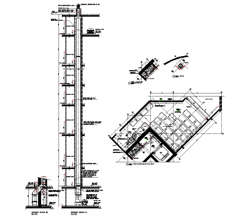 Garbage room plan and section detail dwg file