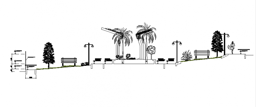 Garden  Section plan design drawing of urban housing design