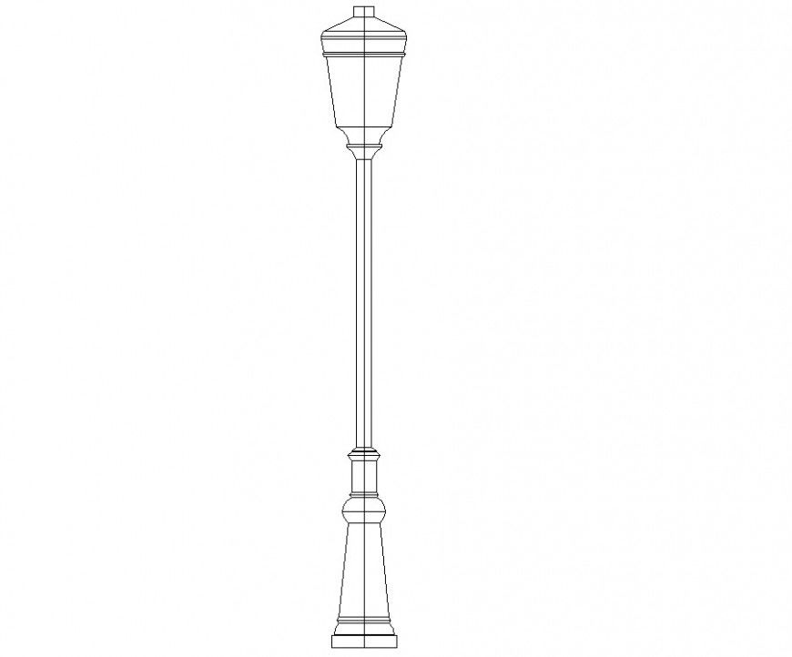 Garden and park pole light drawing in dwg file.