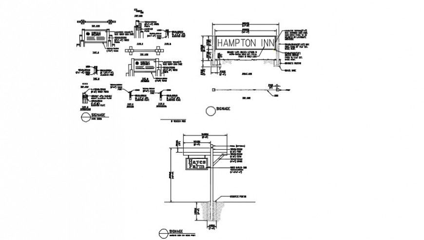 Garden and park signs and symbols detail dwg file
