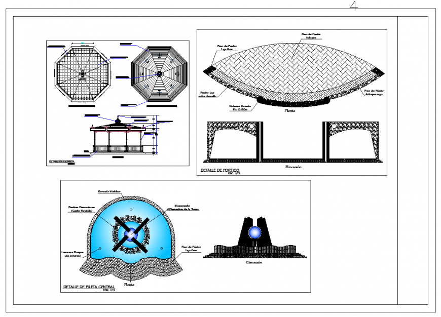 Garden blocks detail plan and elevation 2d view autocad file