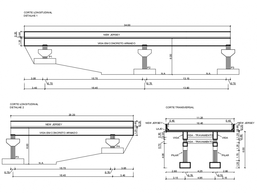Garden bridge constructive structure details dwg file