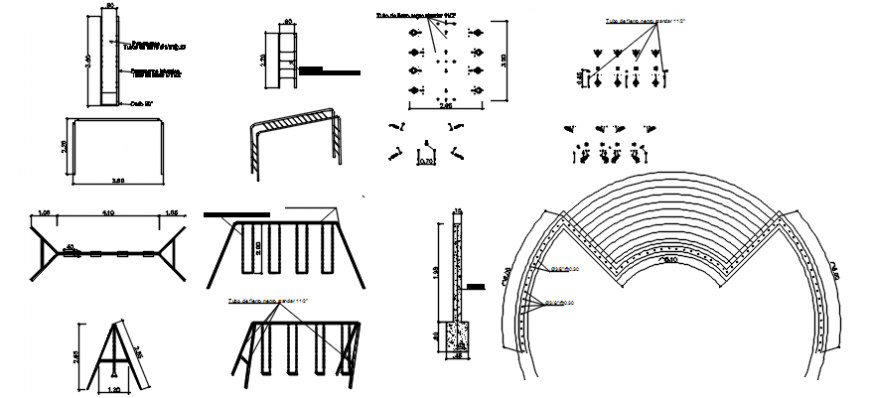 Garden children equipment and automation drawing details dwg file