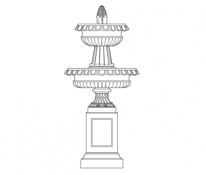 Garden creative stone water fountain cad drawing details dwg file