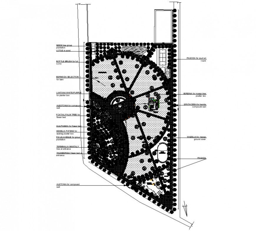 Garden detail 2d view CAD block layout file in autocad format