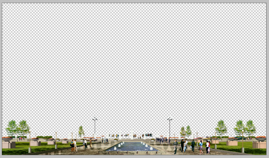 Garden detail 3d model elevation Photoshop file