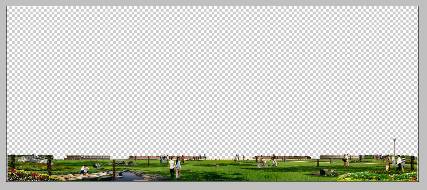 Garden elevation detail 3d model Photoshop file