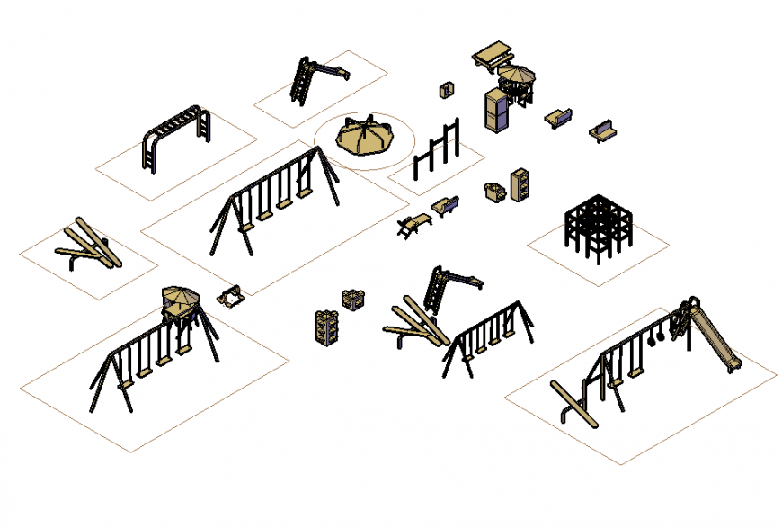 Garden equipment 3 D drawing detail autocad file