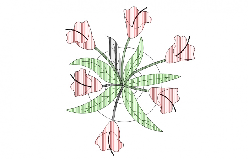 Garden flower tree plant color elevation block drawing details dwg file