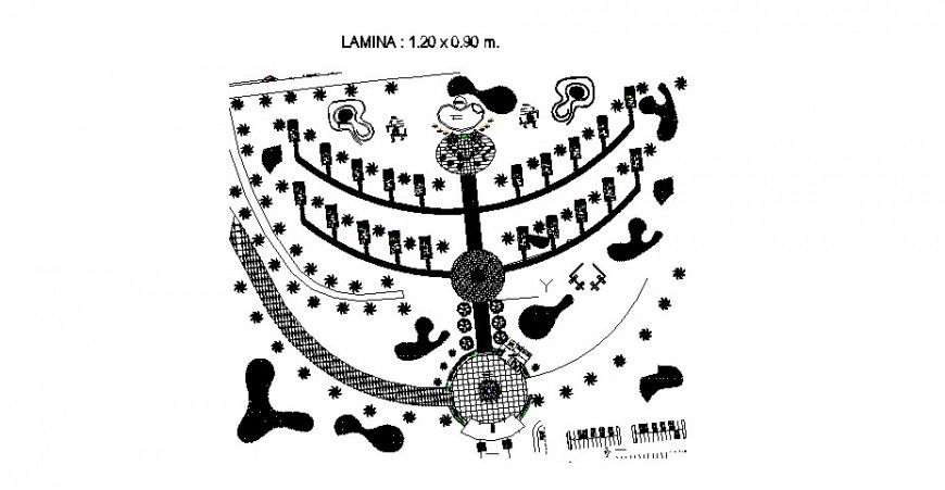 Garden layout plan and landscaping structure cad drawing details dwg file