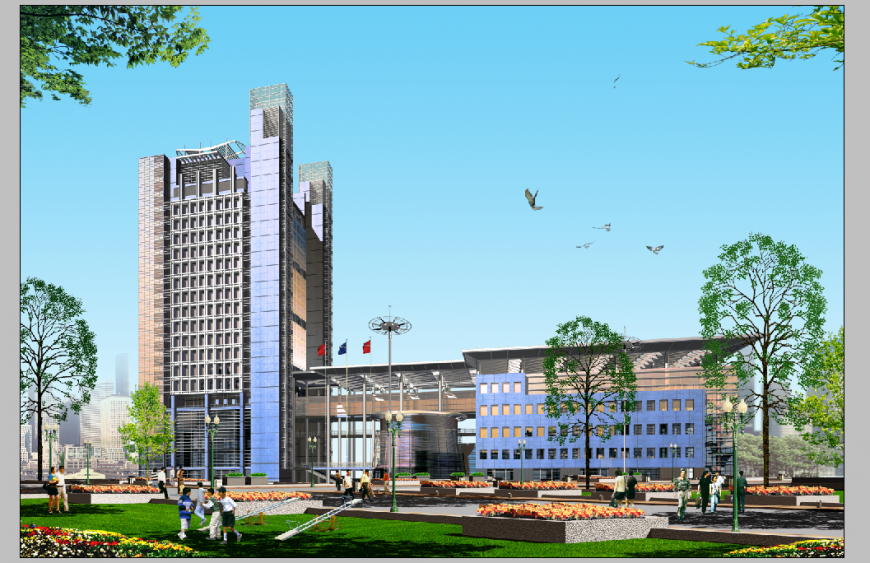 Garden park 3d model detail elevation Photoshop file