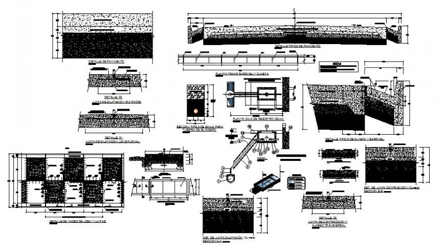 Garden pavement construction and landscaping details dwg file