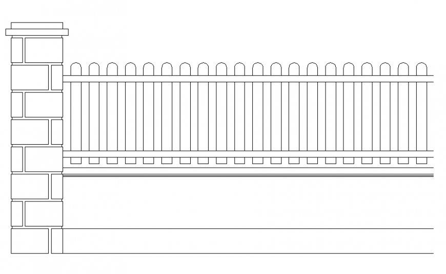 Garden perimeter fence elevation cad drawing details dwg file