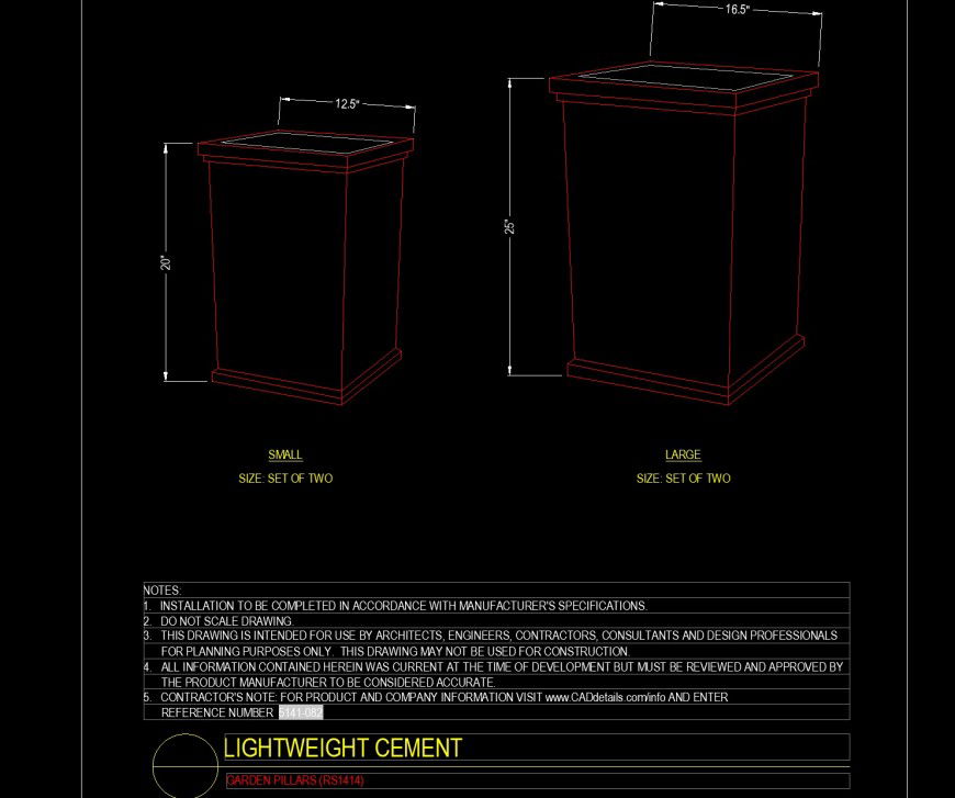 Garden pillars planters detail drawing in dwg file.