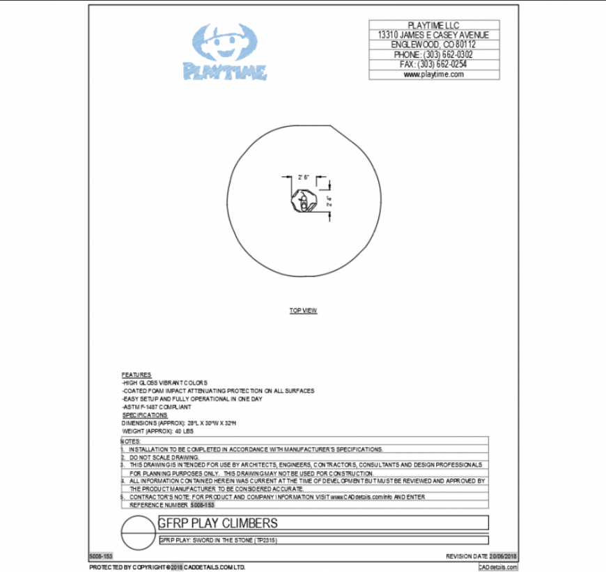 Garden play equipment sword in the stone cad block design dwg file