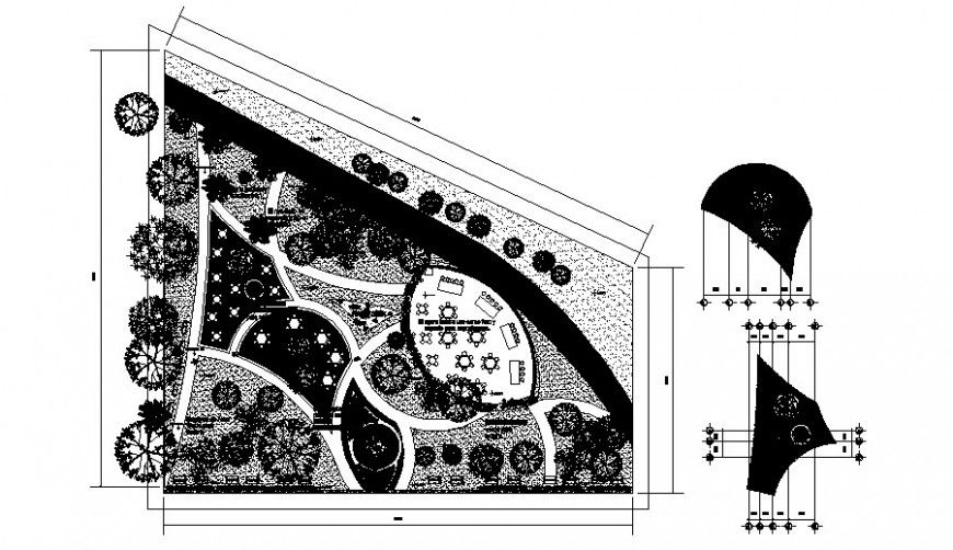 Garden restaurant building details 2d view drawings autocad file
