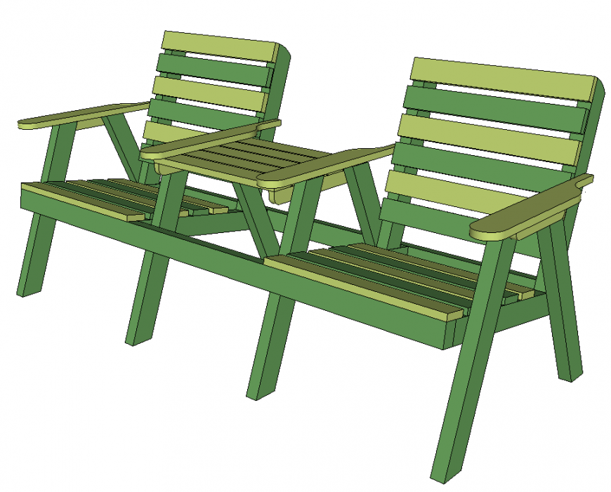 Garden seat detail elevation 3d model layout sketch-up file