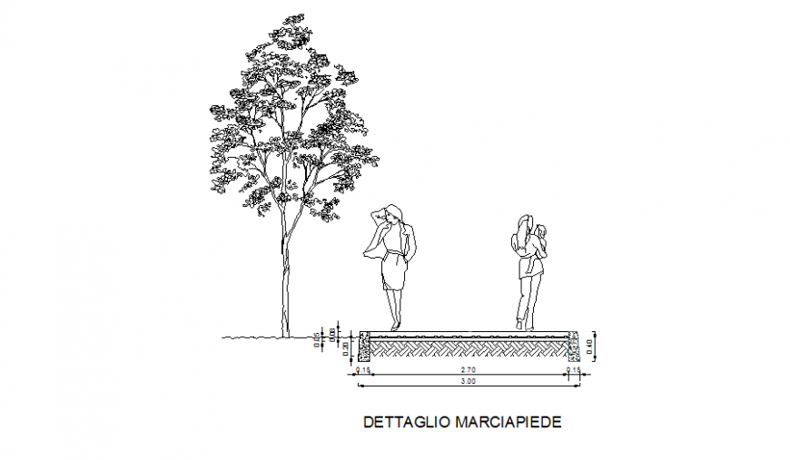 Garden side walk section cad drawing details dwg file