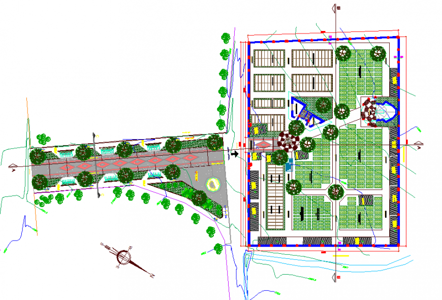 Garden symmetry detail drawing in dwg file.